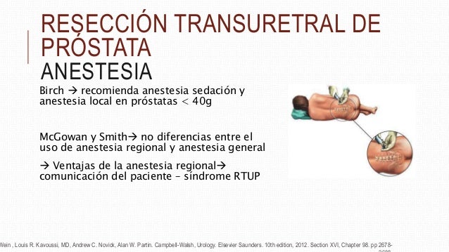 anestesia en reseccion transuretral de prostata